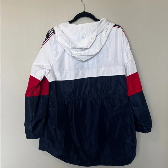 Tommy Hilfiger White, Navy & Red Colorblock Hooded Windbreaker - Picture 7 of 7